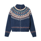 Vintage Turtleneck Fair Isle Knit Cardigan Sweater - COPPING THREADS - MOROMORO