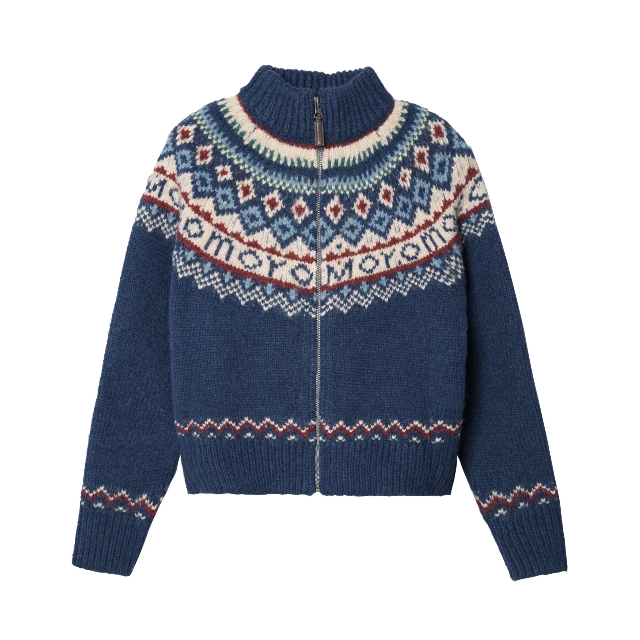 Vintage Turtleneck Fair Isle Knit Cardigan Sweater - COPPING THREADS - MOROMORO