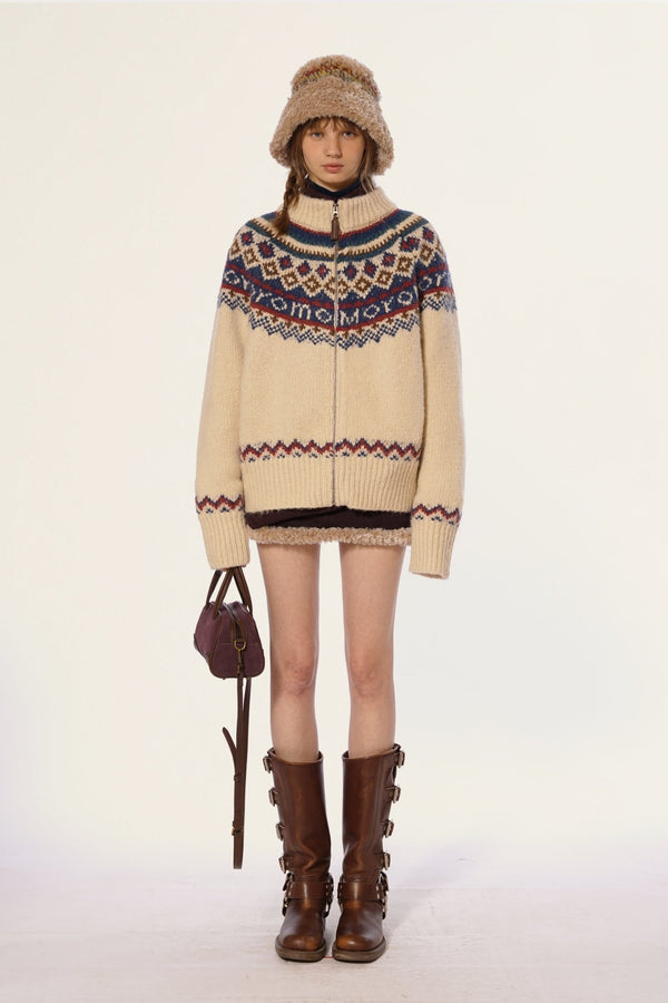 Vintage Turtleneck Knit Cardigan Sweater - COPPING THREADS - MOROMORO