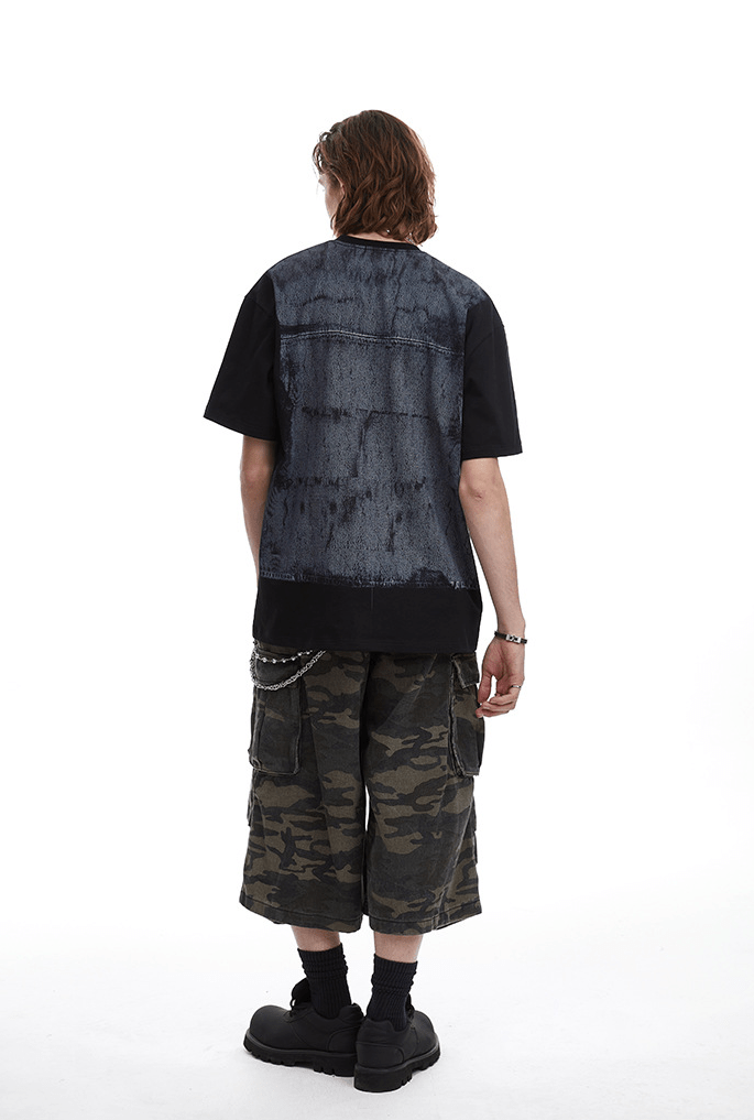 Vintage Utility Vest Print Faux Layered Oversized T-Shirt - COPPING THREADS - CT Select