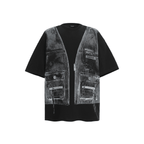 Vintage Utility Vest Print Faux Layered Oversized T-Shirt - COPPING THREADS - CT Select