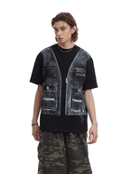 Vintage Utility Vest Print Faux Layered Oversized T-Shirt - COPPING THREADS - CT Select