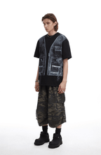 Vintage Utility Vest Print Faux Layered Oversized T-Shirt - COPPING THREADS - CT Select