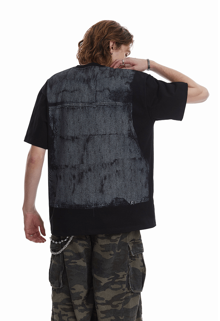 Vintage Utility Vest Print Faux Layered Oversized T-Shirt - COPPING THREADS - CT Select