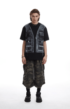 Vintage Utility Vest Print Faux Layered Oversized T-Shirt - COPPING THREADS - CT Select