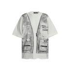 Vintage Utility Vest Print Faux Layered Oversized T-Shirt - COPPING THREADS - CT Select