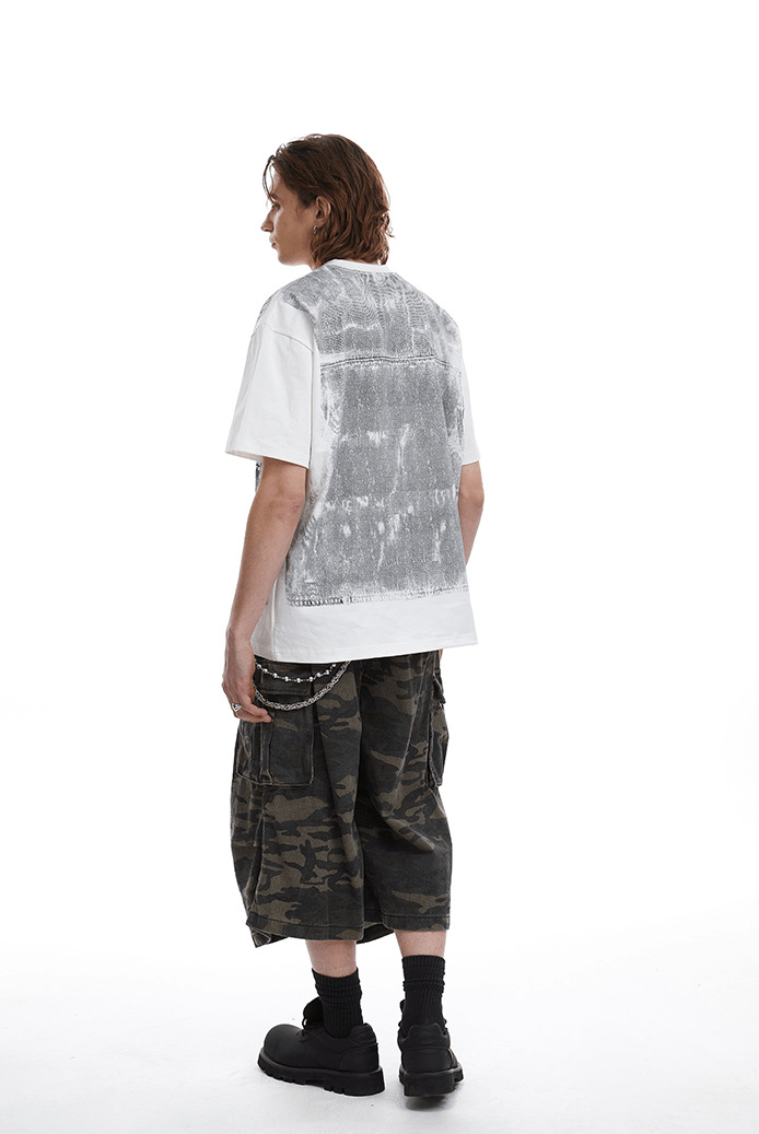 Vintage Utility Vest Print Faux Layered Oversized T-Shirt - COPPING THREADS - CT Select