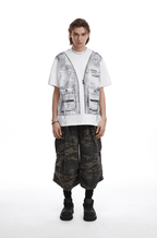 Vintage Utility Vest Print Faux Layered Oversized T-Shirt - COPPING THREADS - CT Select