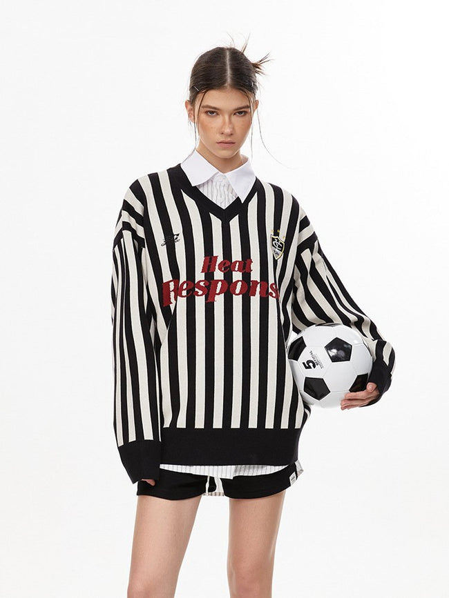 Vintage Vertical Stripe Knit Jersey Sweater Main Image