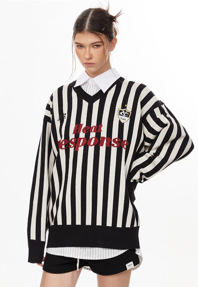 Vintage Vertical Stripe Knit Jersey Sweater - COPPING THREADS - CHICISLAND