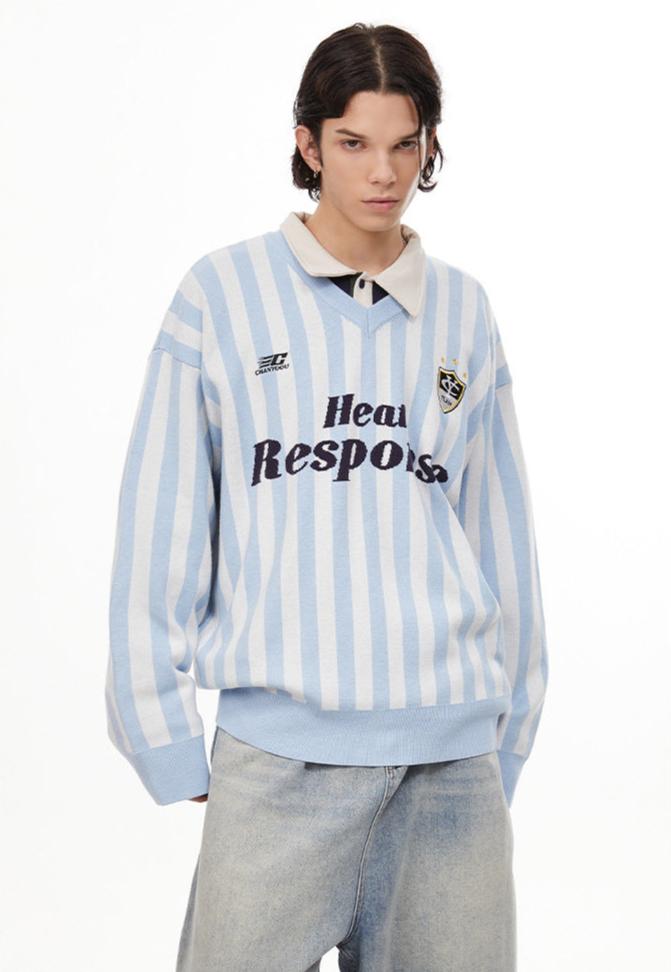 Vintage Vertical Stripe Knit Jersey Sweater - COPPING THREADS - CHICISLAND