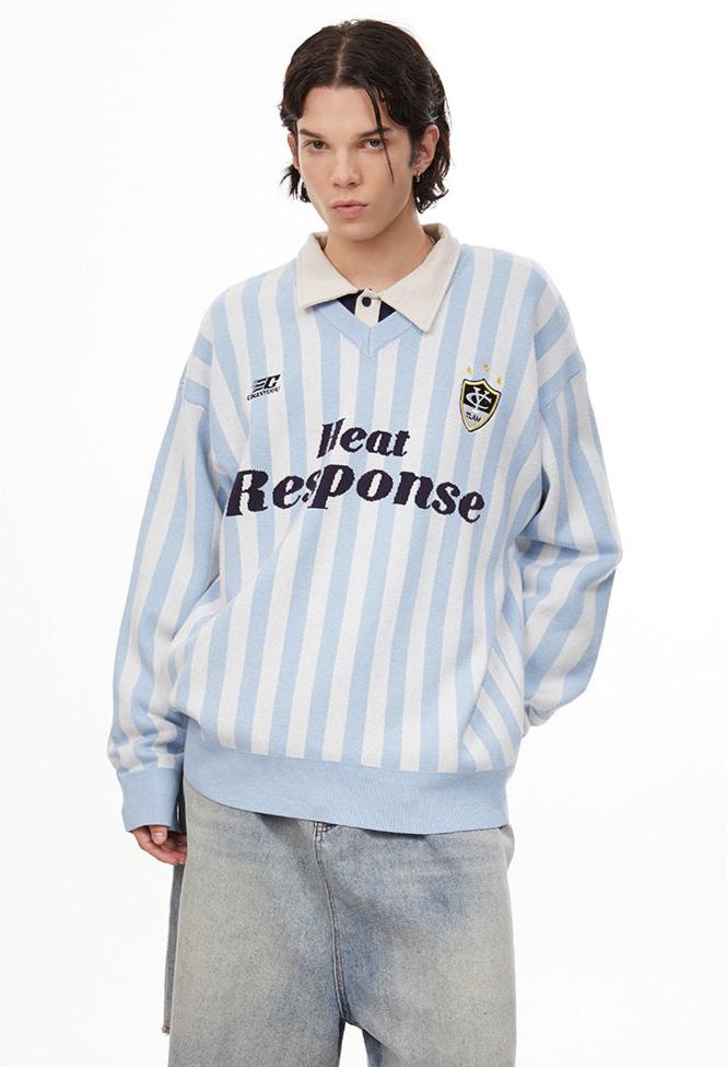 Vintage Vertical Stripe Knit Jersey Sweater - COPPING THREADS - CHICISLAND