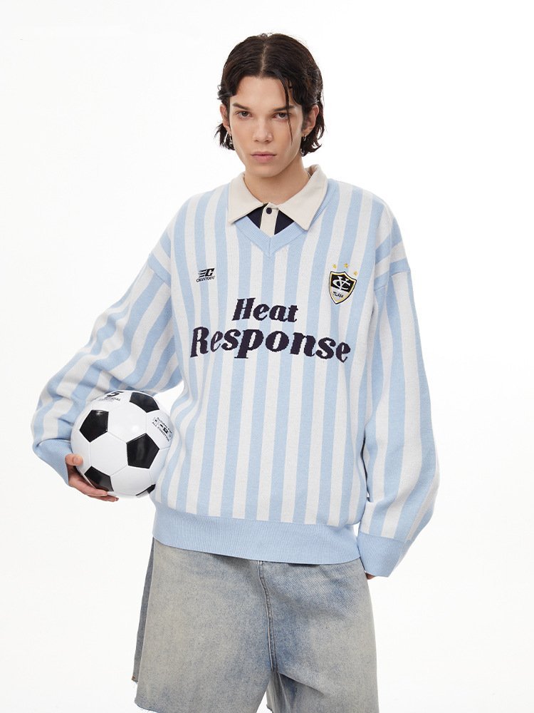 Vintage Vertical Stripe Knit Jersey Sweater - COPPING THREADS - CHICISLAND