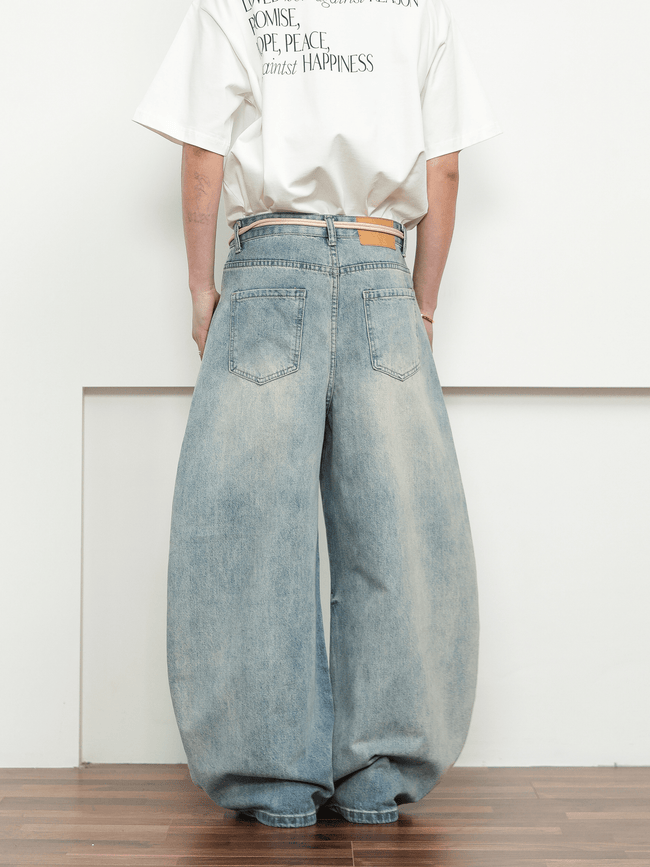 Vintage Wash Blade-Cut Wide-Leg Jeans Main Image