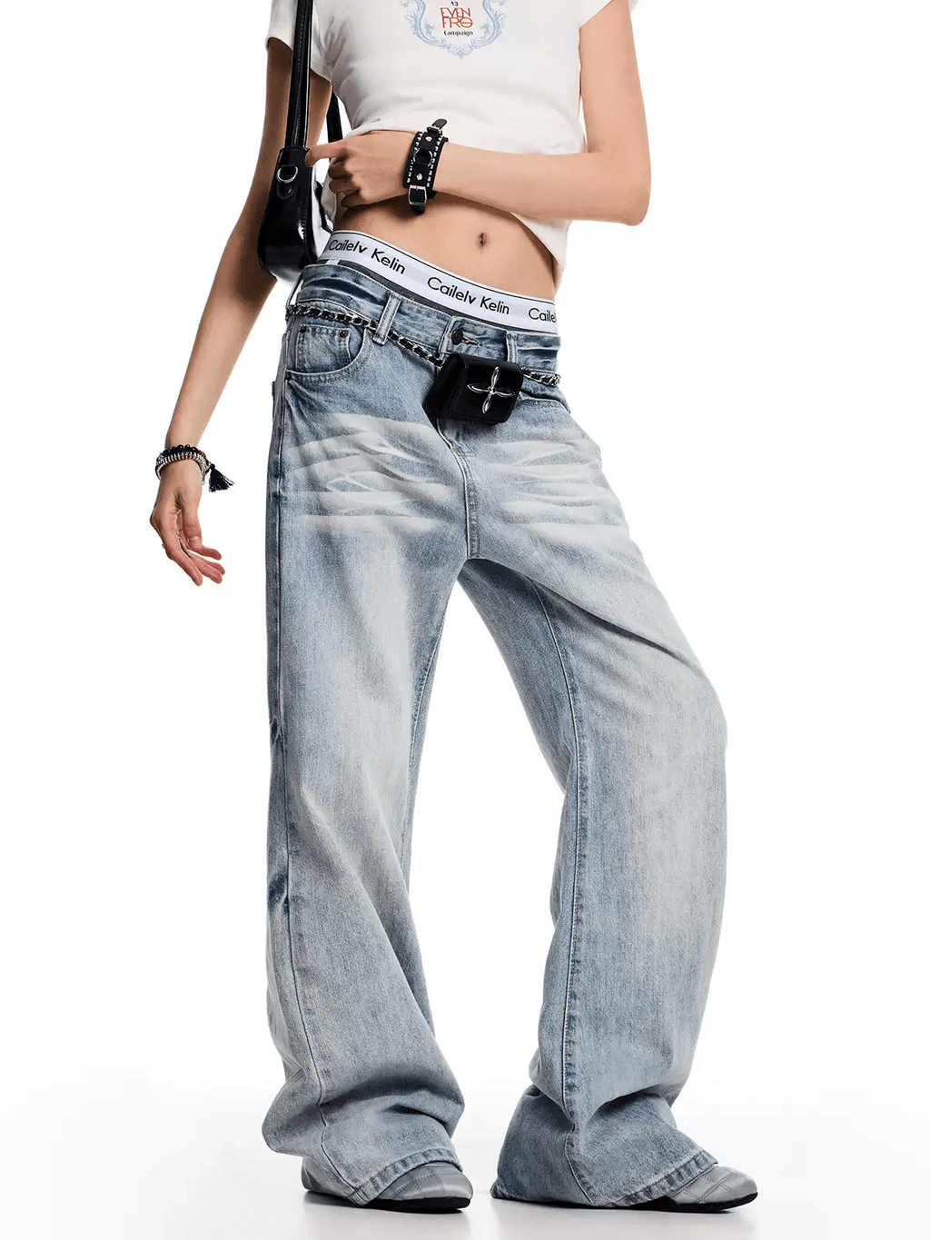 Vintage Wash Whisker Effect Baggy Straight - Leg Denim - COPPING THREADS - CT Select