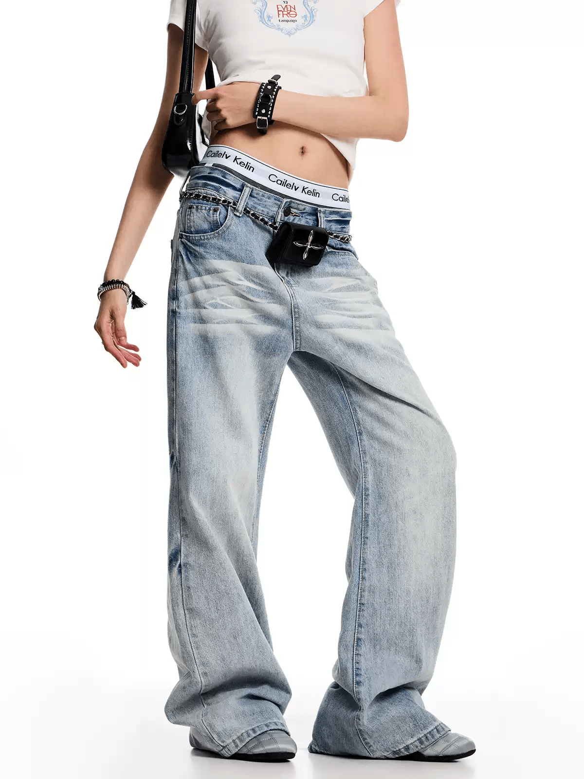 Vintage Wash Whisker Effect Baggy Straight - Leg Denim - COPPING THREADS - CT Select