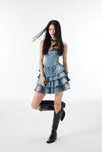 Vintage Washed Denim Pleated Cake Dress - COPPING THREADS - CT Select