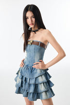 Vintage Washed Denim Pleated Cake Dress - COPPING THREADS - CT Select
