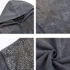 Vintage Washed Distressed Mud - Dyed Sparkling Rhinestones Hoodie - COPPING THREADS - CT Select