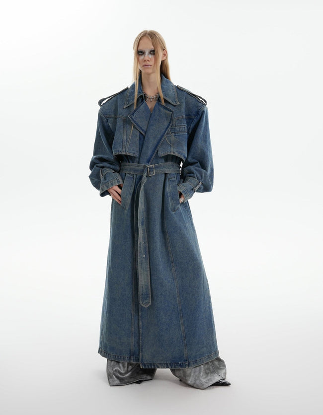 Vintage Washed Double - Breasted Denim Coat - COPPING THREADS - ArguE CulturE Hover Image