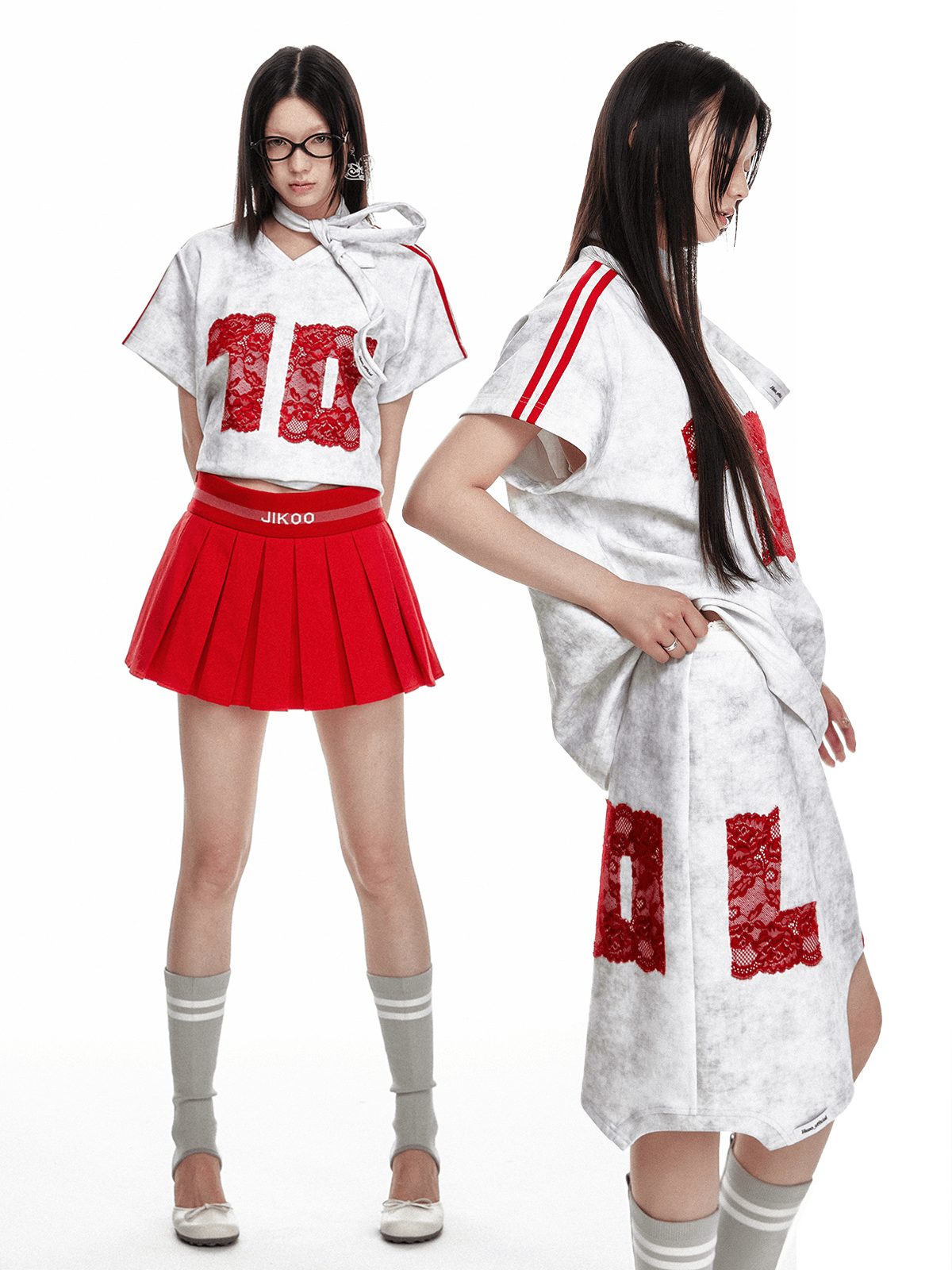 Vintage Washed Lace Varsity Jersey Tee - COPPING THREADS - Jikoo