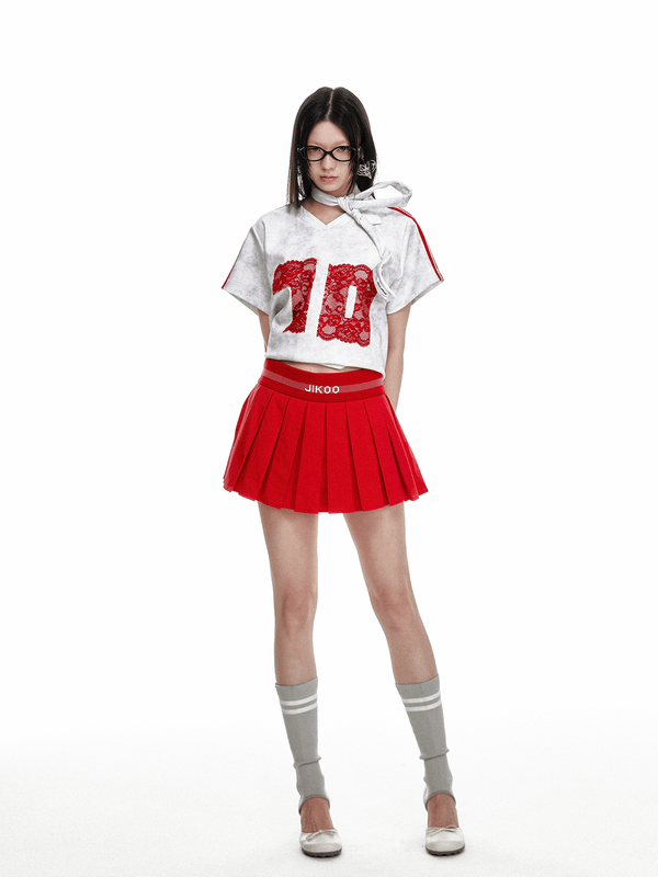 Vintage Washed Lace Varsity Jersey Tee - COPPING THREADS - Jikoo