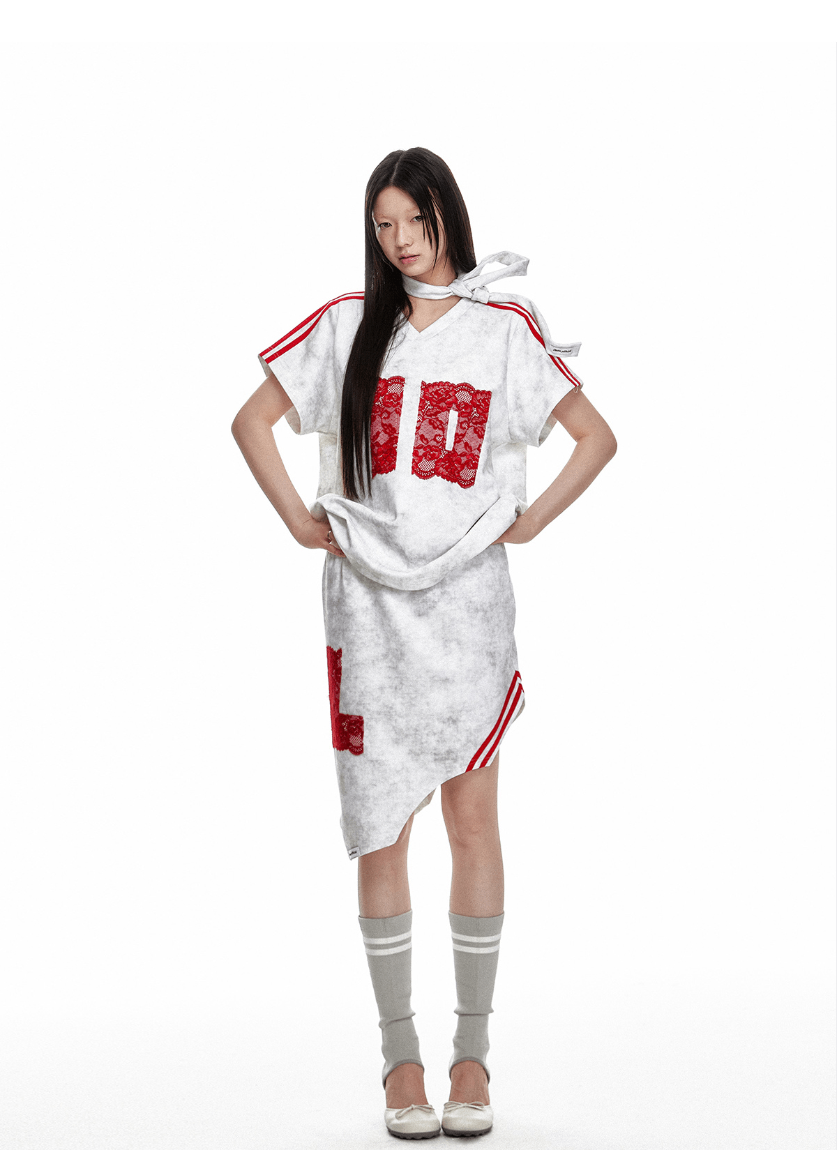 Vintage Washed Lace Varsity Jersey Tee - COPPING THREADS - Jikoo