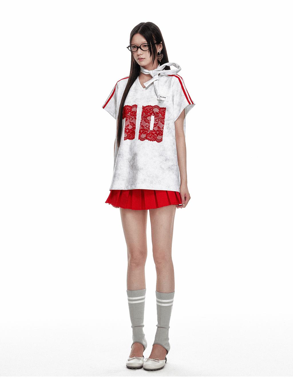 Vintage Washed Lace Varsity Jersey Tee - COPPING THREADS - Jikoo