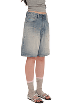 Vintage Washed Rhinestone Denim Shorts - COPPING THREADS - MOROMORO