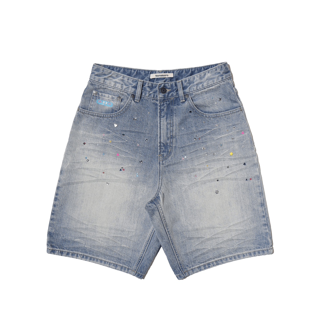 Vintage Washed Rhinestone Denim Shorts - COPPING THREADS - MOROMORO
