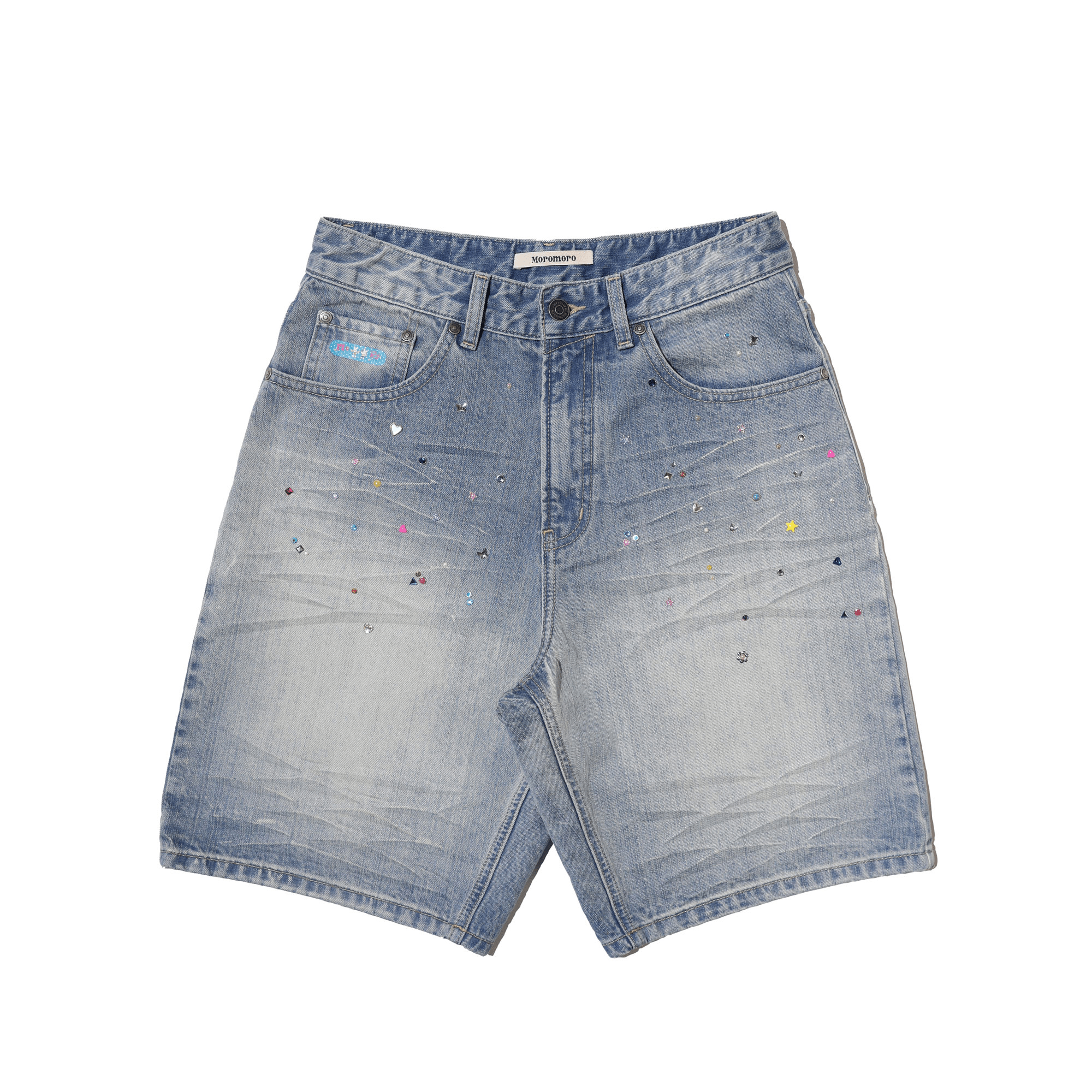 Vintage Washed Rhinestone Denim Shorts - COPPING THREADS - MOROMORO