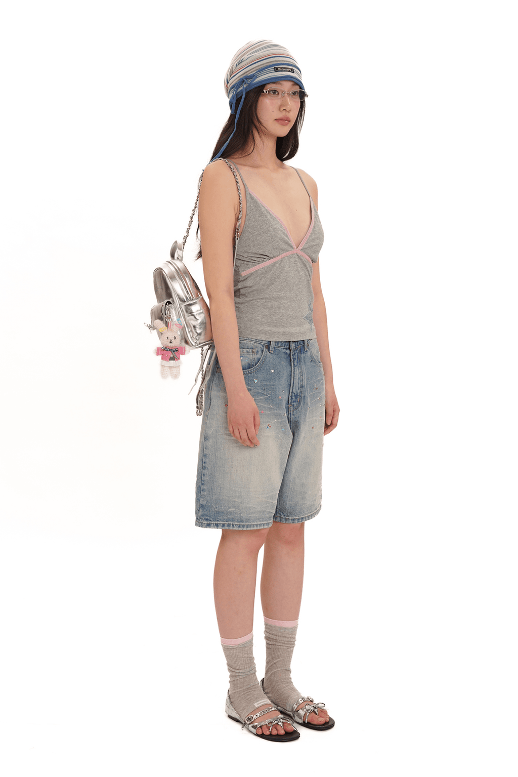 Vintage Washed Rhinestone Denim Shorts - COPPING THREADS - MOROMORO