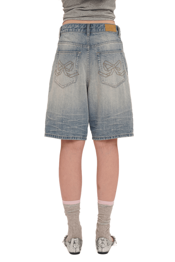Vintage Washed Rhinestone Denim Shorts - COPPING THREADS - MOROMORO