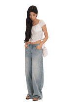 Vintage Washed Rhinestone Wide‑Leg Denim - COPPING THREADS - MOROMORO