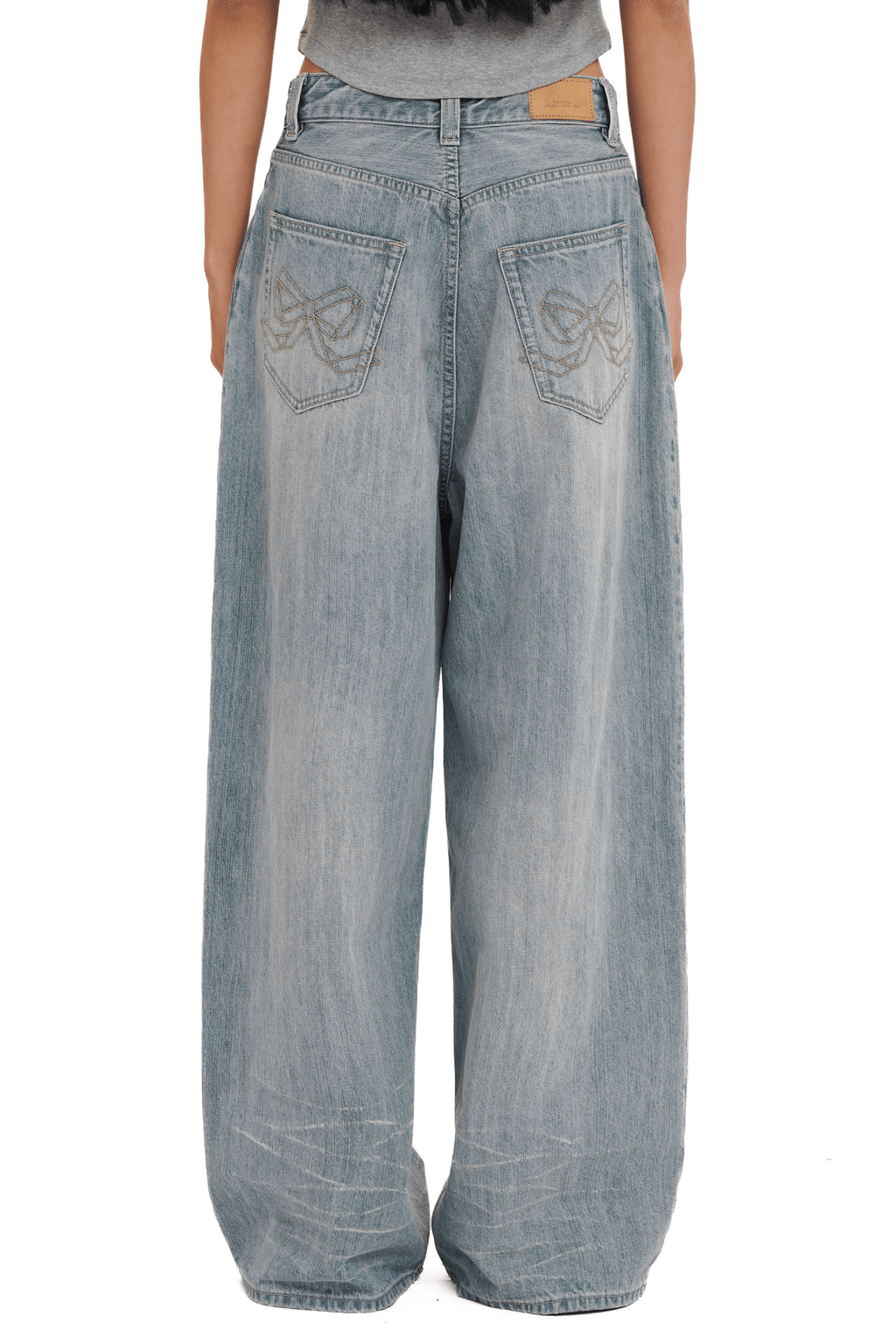 Vintage Washed Rhinestone Wide‑Leg Denim - COPPING THREADS - MOROMORO