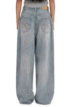 Vintage Washed Rhinestone Wide‑Leg Denim - COPPING THREADS - MOROMORO