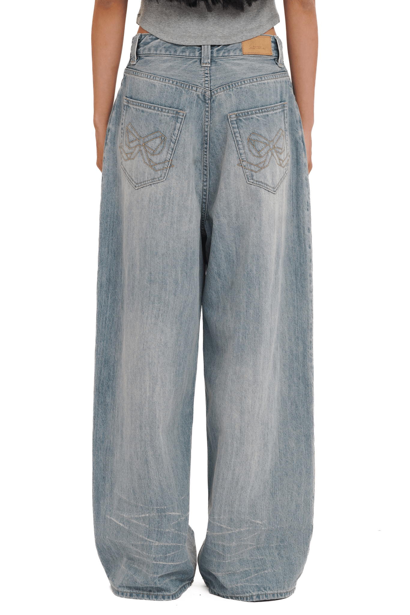 Vintage Washed Rhinestone Wide‑Leg Denim - COPPING THREADS - MOROMORO