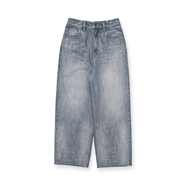 Vintage Washed Rhinestone Wide‑Leg Denim - COPPING THREADS - MOROMORO