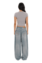 Vintage Washed Rhinestone Wide‑Leg Denim - COPPING THREADS - MOROMORO