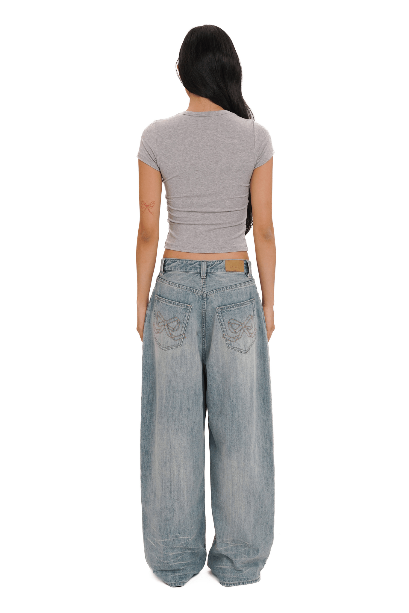 Vintage Washed Rhinestone Wide‑Leg Denim - COPPING THREADS - MOROMORO