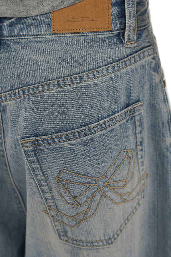 Vintage Washed Rhinestone Wide‑Leg Denim - COPPING THREADS - MOROMORO