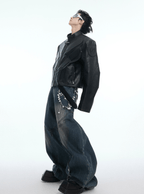 Vintage Washed Wide - Leg Denim Jeans With Pearl Chain Detail - COPPING THREADS - ArguE CulturE
