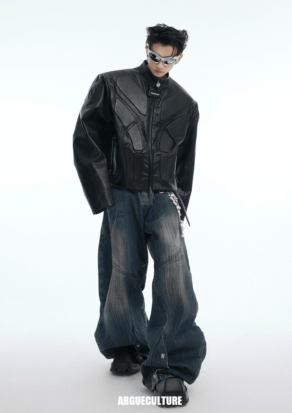Vintage Washed Wide - Leg Denim Jeans With Pearl Chain Detail - COPPING THREADS - ArguE CulturE