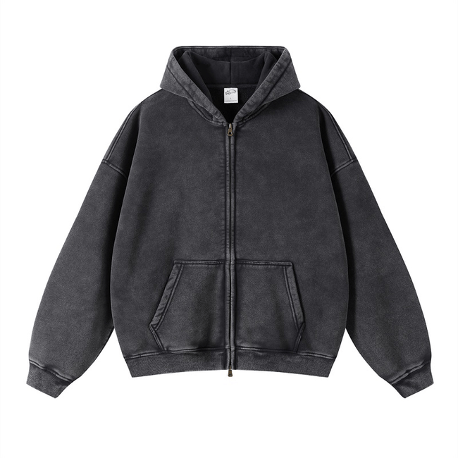Vintage Washed Zip - Up Hoodie - COPPING THREADS - CT Basics Hover Image