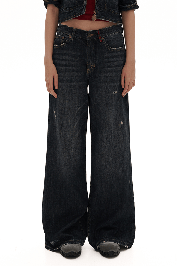Vintage Whisker Spray Wash Denim Pants - COPPING THREADS - MOROMORO