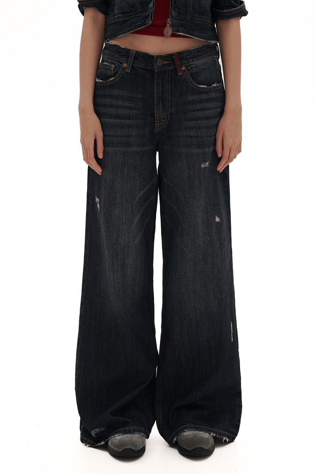 Vintage Whisker Spray Wash Denim Pants - COPPING THREADS - MOROMORO Hover Image