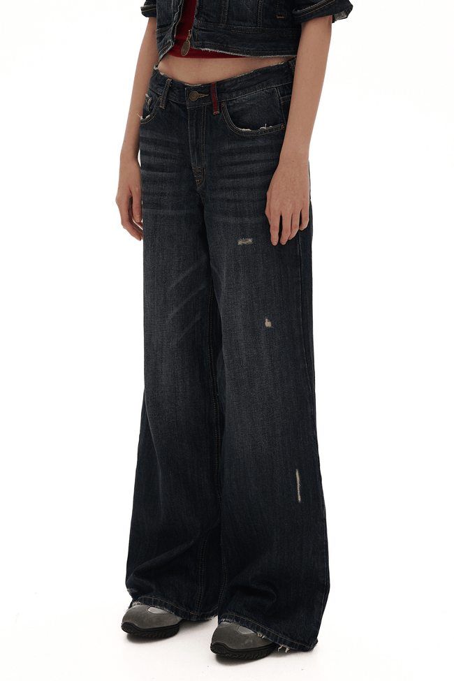 Vintage Whisker Spray Wash Denim Hose Main Image
