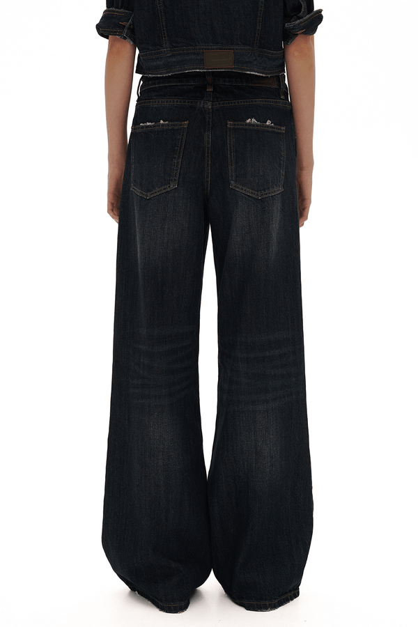 Vintage Whisker Spray Wash Denim Pants - COPPING THREADS - MOROMORO