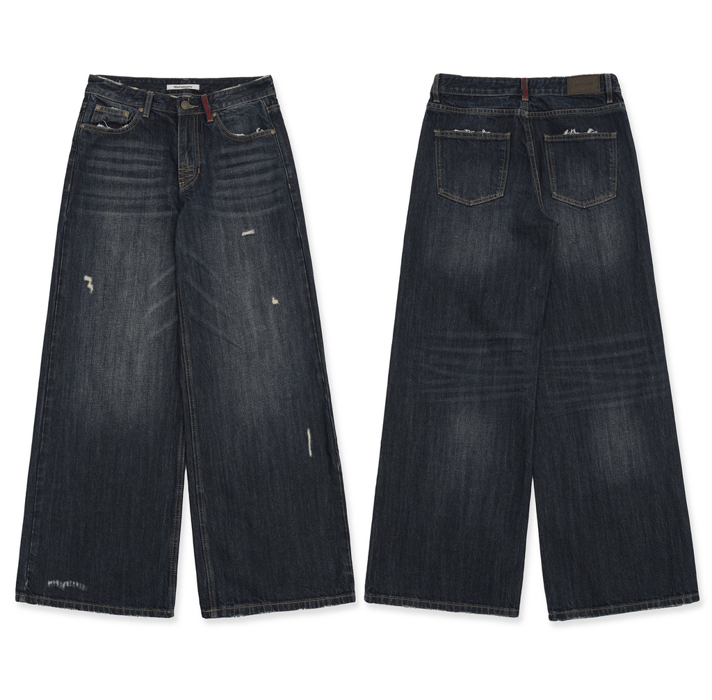 Vintage Whisker Spray Wash Denim Pants - COPPING THREADS - MOROMORO