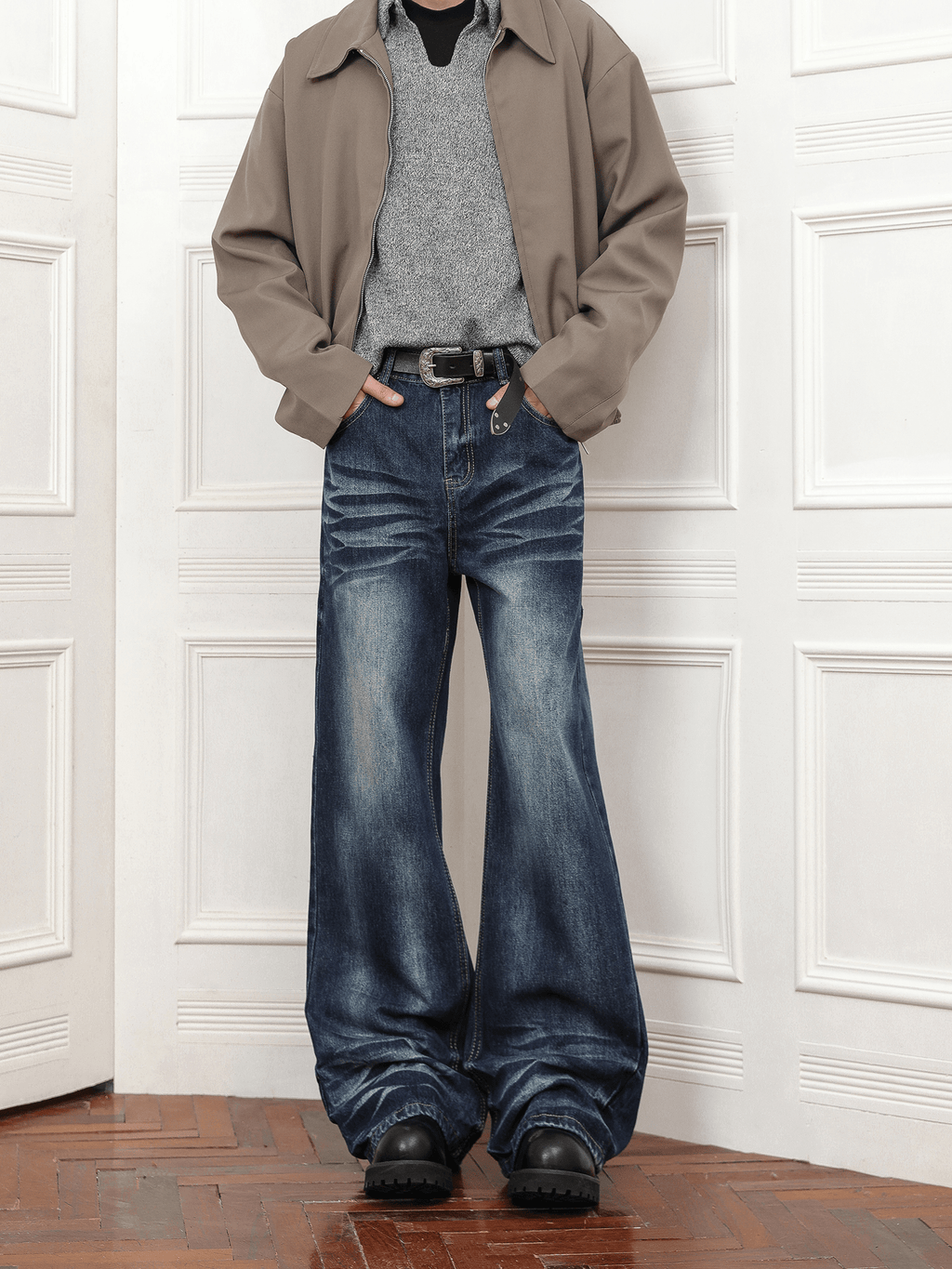 Vintage Whisker Wash Flared Jeans - COPPING THREADS - CT Basics